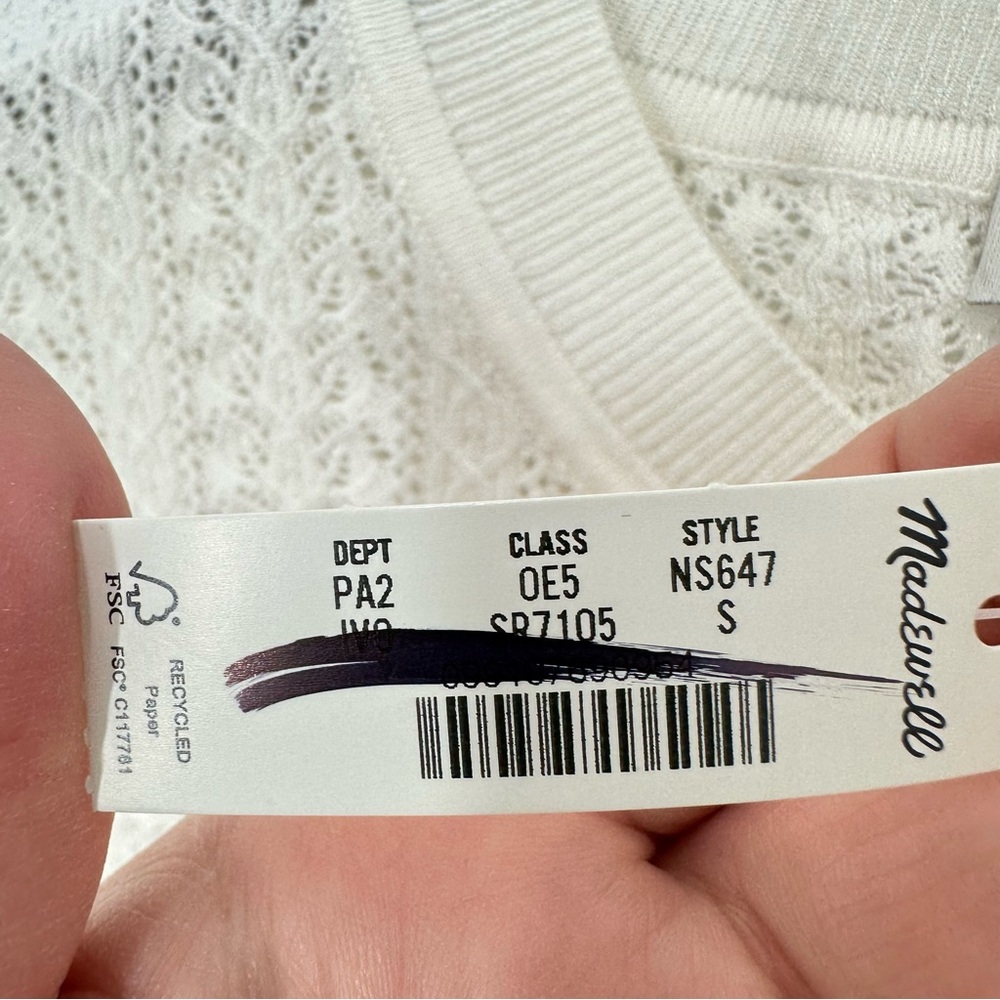 Madewell Cream Signature Open-Knit Cardigan Ruffle Hem NWT Casual Lightweight - Picture 4 of 9